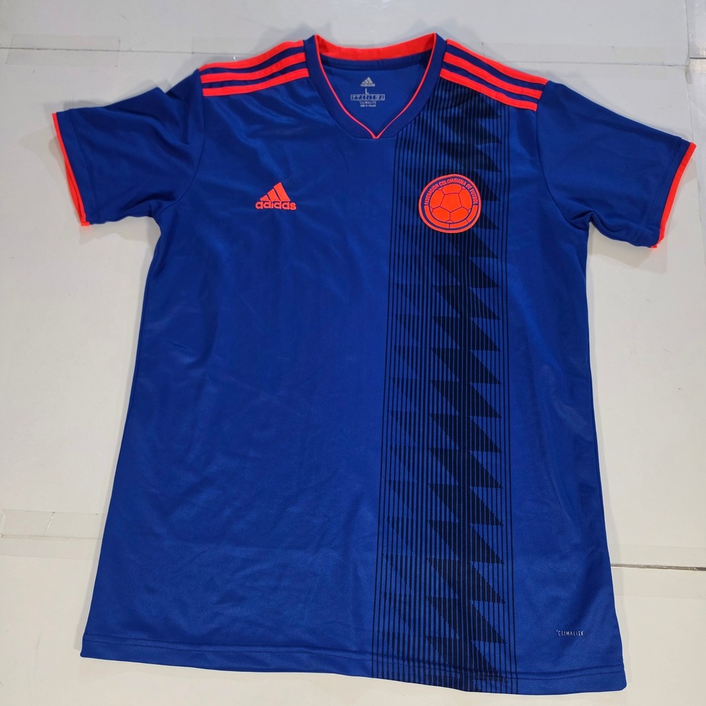 Adidas Colombia National Team Soccer Jersey Blue Orange Mens Large Climalite